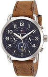Buy Shop Tommy Hilfiger Briggs Chronograph Blue Dial Brown Leather Strap Watch for Men - 1791424 USA Online