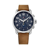 Buy Shop Tommy Hilfiger Briggs Chronograph Blue Dial Brown Leather Strap Watch for Men - 1791424 USA Online