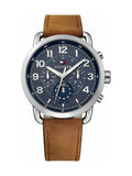Buy Shop Tommy Hilfiger Briggs Chronograph Blue Dial Brown Leather Strap Watch for Men - 1791424 USA Online