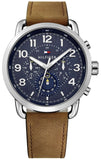 Buy Shop Tommy Hilfiger Briggs Chronograph Blue Dial Brown Leather Strap Watch for Men - 1791424 USA Online