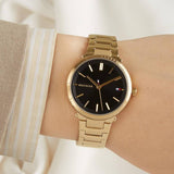 Buy Shop Tommy Hilfiger Brooke Black Dial Gold Steel Strap Watch for Women - 1782019 USA Online