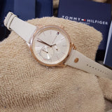 Buy Shop Tommy Hilfiger Brooke Quartz White Dial Cream Leather Strap Watch for Women - 1782022 USA Online