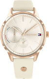 Buy Shop Tommy Hilfiger Brooke Quartz White Dial Cream Leather Strap Watch for Women - 1782022 USA Online