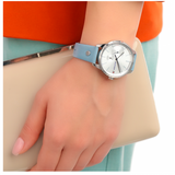 Buy Shop Tommy Hilfiger Brooke Silver Dial Blue Leather Strap Watch for Women - 1782023 USA Online