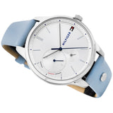 Buy Shop Tommy Hilfiger Brooke Silver Dial Blue Leather Strap Watch for Women - 1782023 USA Online