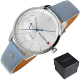 Buy Shop Tommy Hilfiger Brooke Silver Dial Blue Leather Strap Watch for Women - 1782023 USA Online