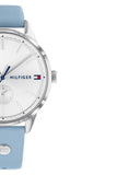 Buy Shop Tommy Hilfiger Brooke Silver Dial Blue Leather Strap Watch for Women - 1782023 USA Online