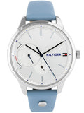 Buy Shop Tommy Hilfiger Brooke Silver Dial Blue Leather Strap Watch for Women - 1782023 USA Online