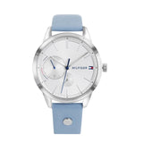 Buy Shop Tommy Hilfiger Brooke Silver Dial Blue Leather Strap Watch for Women - 1782023 USA Online