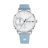 Buy Shop Tommy Hilfiger Brooke Silver Dial Blue Leather Strap Watch for Women - 1782023 USA Online
