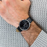 Buy Shop Tommy Hilfiger Brooklyn Black Dial Black Leather Strap Watch for Men - 1791509 USA Online