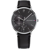 Buy Shop Tommy Hilfiger Brooklyn Black Dial Black Leather Strap Watch for Men - 1791509 USA Online