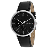 Buy Shop Tommy Hilfiger Brooklyn Black Dial Black Leather Strap Watch for Men - 1791509 USA Online