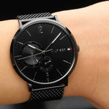 Buy Shop Tommy Hilfiger Brooklyn Black Dial Black Mesh Bracelet Watch for Men - 1791507 USA Online