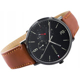 Buy Shop Tommy Hilfiger Brooklyn Quartz Black Dial Brown Leather Strap Watch for Men - 1791510 USA Online