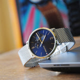 Buy Shop Tommy Hilfiger Brooklyn Quartz Blue Dial Silver Mesh Bracelet Watch for Men - 1791505 USA Online