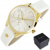 Buy Shop Tommy Hilfiger Brooklyn Quartz White Dial White Leather Strap Watch for Women - 1782018 USA Online
