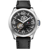 Buy Shop Tommy Hilfiger Bruce Analog Black Dial Black Leather Strap Watch for Men - 1791279 USA Online