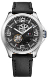 Buy Shop Tommy Hilfiger Bruce Analog Black Dial Black Leather Strap Watch for Men - 1791279 USA Online