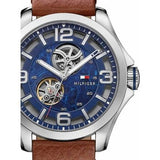 Buy Shop Tommy Hilfiger Bruce Analog Blue Dial Brown Leather Strap Watch for Men - 1791278 USA Online