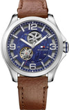 Buy Shop Tommy Hilfiger Bruce Analog Blue Dial Brown Leather Strap Watch for Men - 1791278 USA Online