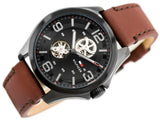 Buy Shop Tommy Hilfiger Bruce Automatic Black Dial Brown Leather Strap Watch for Men - 1791280 USA Online
