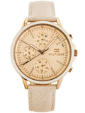 Buy Shop Tommy Hilfiger Carly Cream Dial Cream Leather Strap Watch for Women -1781789 USA Online
