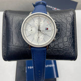 Buy Shop Tommy Hilfiger Carly Silver Dial Blue Leather Strap Watch for Women - 1781791 USA Online