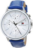 Buy Shop Tommy Hilfiger Carly Silver Dial Blue Leather Strap Watch for Women - 1781791 USA Online