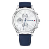 Buy Shop Tommy Hilfiger Carly Silver Dial Blue Leather Strap Watch for Women - 1781791 USA Online