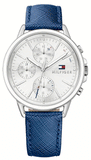 Buy Shop Tommy Hilfiger Carly Silver Dial Blue Leather Strap Watch for Women - 1781791 USA Online