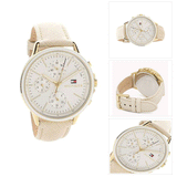 Buy Shop Tommy Hilfiger Carly Silver Dial Cream Leather Strap Watch for Women - 1781790 USA Online