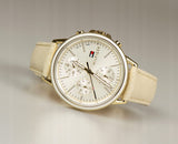 Buy Shop Tommy Hilfiger Carly Silver Dial Cream Leather Strap Watch for Women - 1781790 USA Online