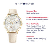 Buy Shop Tommy Hilfiger Carly Silver Dial Cream Leather Strap Watch for Women - 1781790 USA Online