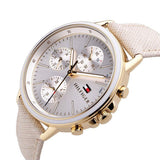 Buy Shop Tommy Hilfiger Carly Silver Dial Cream Leather Strap Watch for Women - 1781790 USA Online