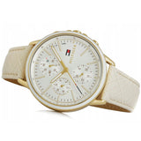 Buy Shop Tommy Hilfiger Carly Silver Dial Cream Leather Strap Watch for Women - 1781790 USA Online