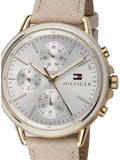 Buy Shop Tommy Hilfiger Carly Silver Dial Cream Leather Strap Watch for Women - 1781790 USA Online