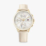 Buy Shop Tommy Hilfiger Carly Silver Dial Cream Leather Strap Watch for Women - 1781790 USA Online
