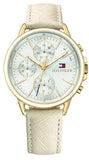 Buy Shop Tommy Hilfiger Carly Silver Dial Cream Leather Strap Watch for Women - 1781790 USA Online
