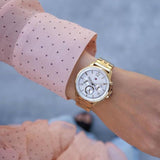 Buy Shop Tommy Hilfiger Carly White Dial Gold Steel Strap Watch for Women - 1781786 USA Online