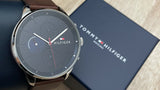 Buy Shop Tommy Hilfiger Chase Chronograph Grey Dial Brown Leather Strap Watch For Men - 1791487 USA Online