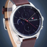 Buy Shop Tommy Hilfiger Chase Chronograph Grey Dial Brown Leather Strap Watch For Men - 1791487 USA Online