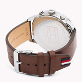Buy Shop Tommy Hilfiger Chase Chronograph Grey Dial Brown Leather Strap Watch For Men - 1791487 USA Online