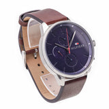 Buy Shop Tommy Hilfiger Chase Chronograph Grey Dial Brown Leather Strap Watch For Men - 1791487 USA Online