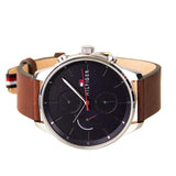 Buy Shop Tommy Hilfiger Chase Chronograph Grey Dial Brown Leather Strap Watch For Men - 1791487 USA Online