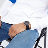 Buy Shop Tommy Hilfiger Chase Chronograph Quartz Grey Dial Black Leather Strap Watch For Men - 1791488 USA Online
