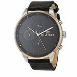 Buy Shop Tommy Hilfiger Chase Chronograph Quartz Grey Dial Black Leather Strap Watch For Men - 1791488 USA Online