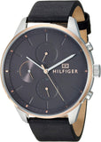 Buy Shop Tommy Hilfiger Chase Chronograph Quartz Grey Dial Black Leather Strap Watch For Men - 1791488 USA Online