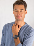 Buy Shop Tommy Hilfiger Chase Grey Dial Blue Leather Strap Watch for Men - 1791578 USA Online