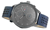Buy Shop Tommy Hilfiger Chase Grey Dial Blue Leather Strap Watch for Men - 1791578 USA Online